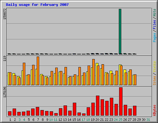 Daily usage for February 2007