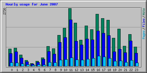 Hourly usage for June 2007