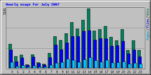 Hourly usage for July 2007